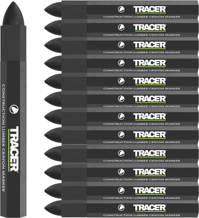 Tracer 12 x Black Multi Surface Marking Crayons