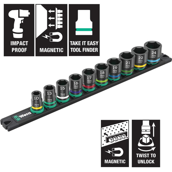 Wera Impaktor 3/8'' Sockets on Magnetic Rail
