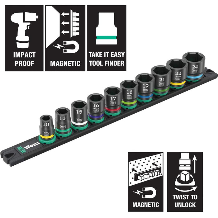 Wera Impaktor 3/8'' Sockets on Magnetic Rail
