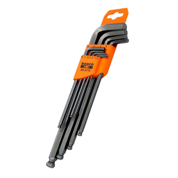 Bahco 9pcs Allen Hex L Key Set Long Ball End